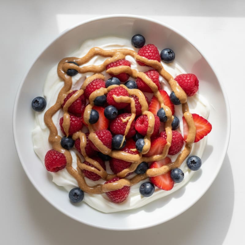 Greek Yogurt Protein Bowl with Mixed Berries and Almond Butter