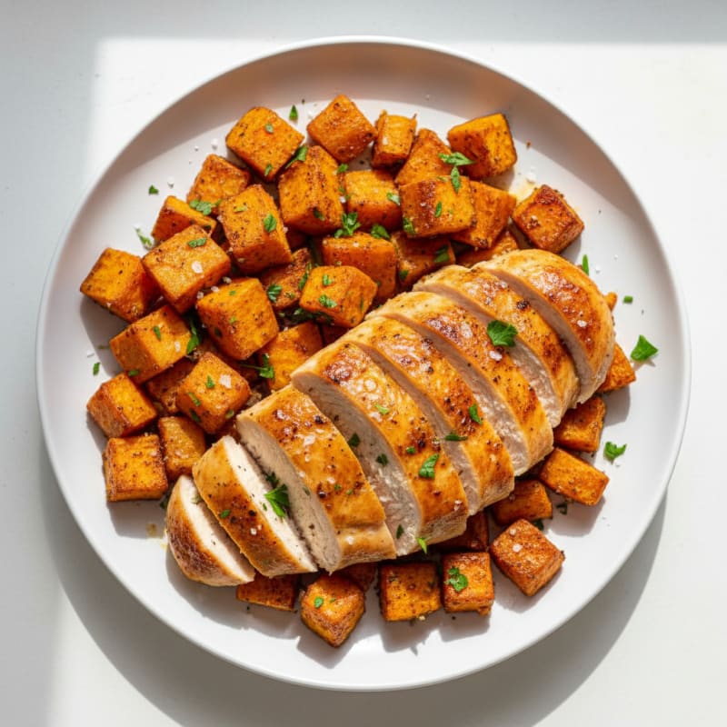 Golden Roasted Chicken and Sweet Potato