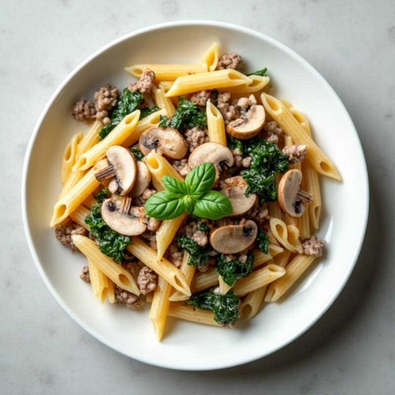 Healthy Creamy Beef and Mushroom Pasta