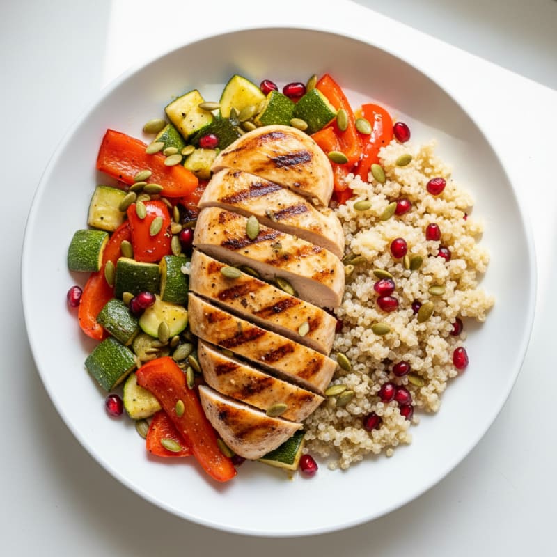 Grilled Chicken and Quinoa Bowl with Roasted Vegetables