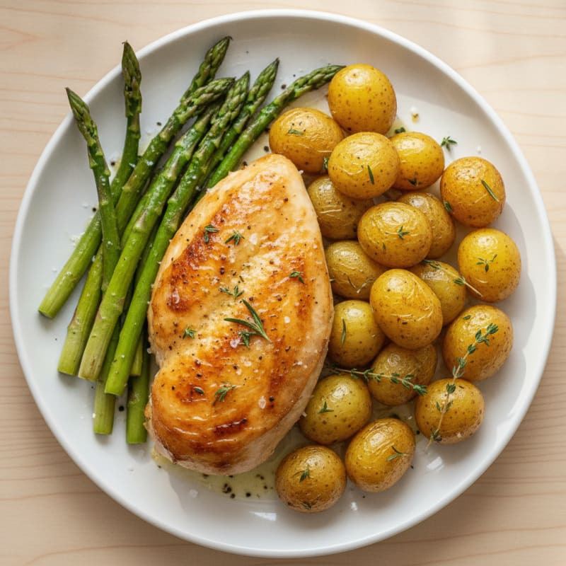 Lemon-Herb Roasted Chicken with Asparagus