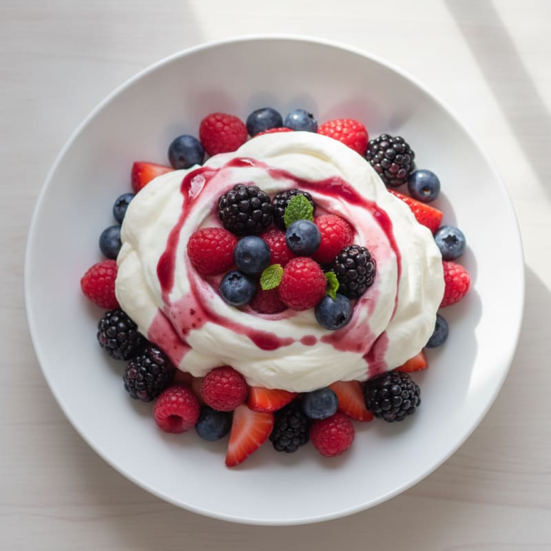 Silky Greek Yogurt Protein Mousse with Mixed Berries