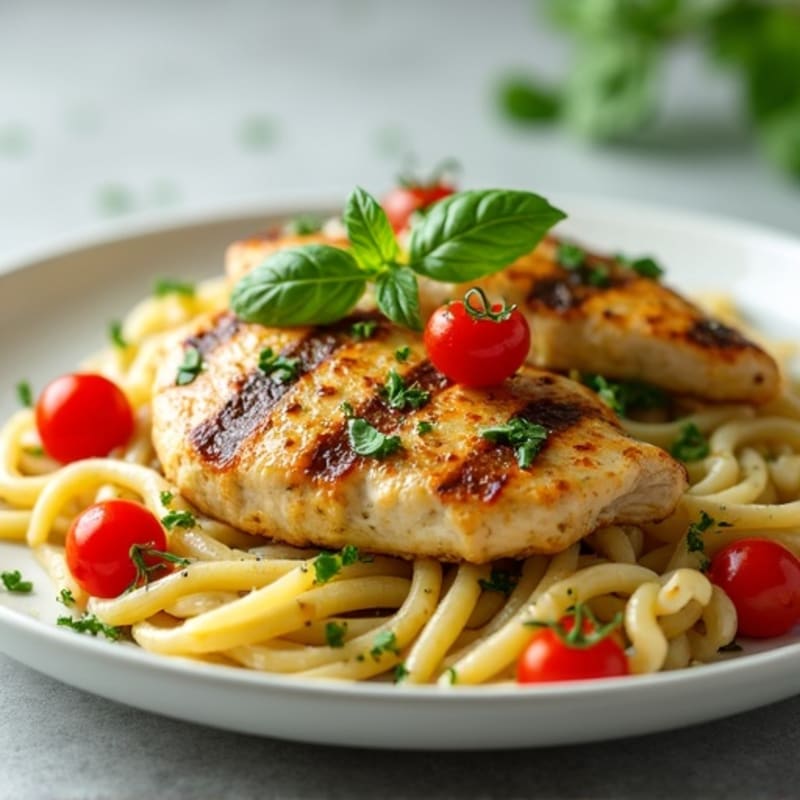 Creamy Pesto Chicken with Whole Grain Pasta