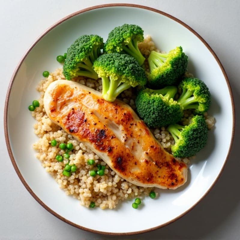 Grilled Chicken Breast with Quinoa and Steamed Broccoli