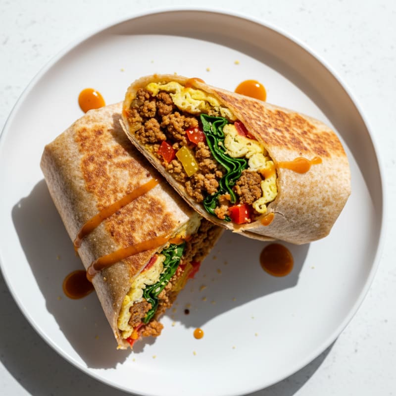 Crispy Chorizo and Egg Breakfast Burrito