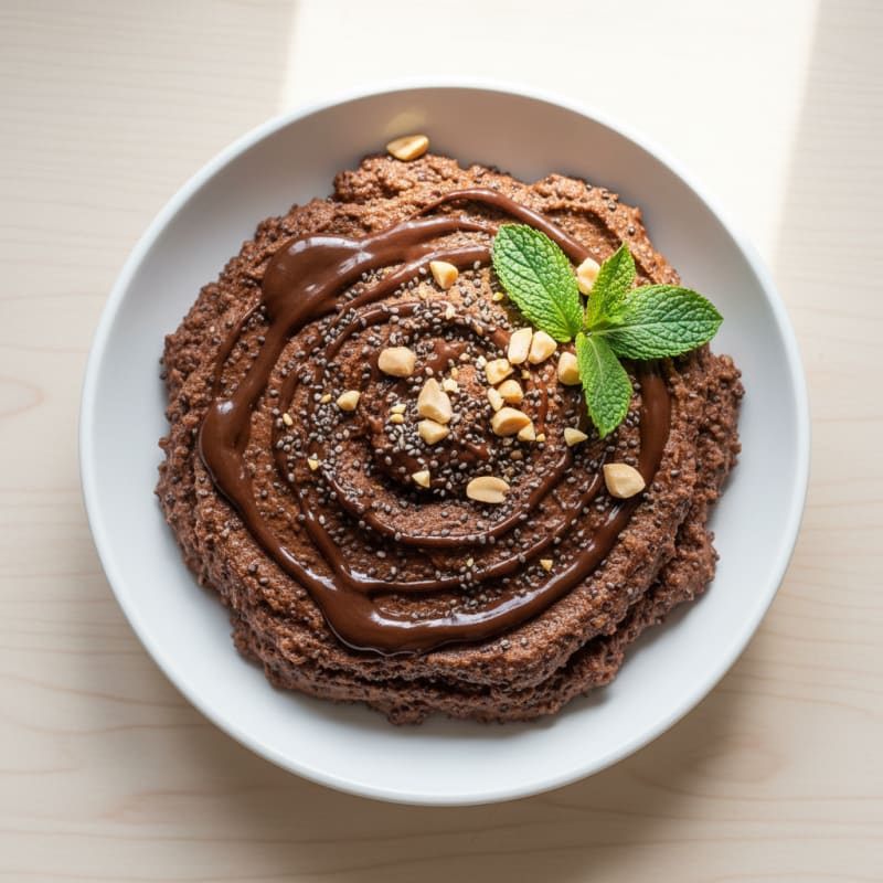 Chocolate Peanut Butter Protein Mousse with Chia Seeds