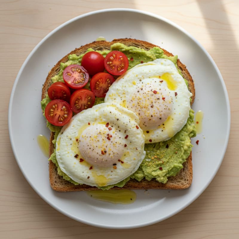 Avocado Toast with Eggs and Fresh Tomato