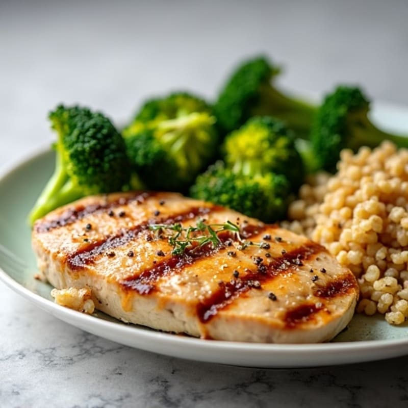 Grilled Turkey Breast with Quinoa and Roasted Broccoli