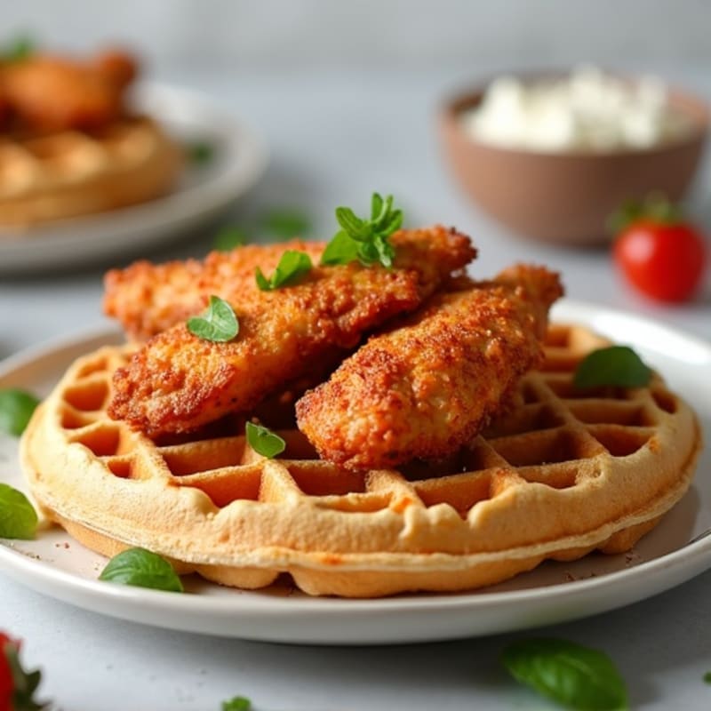 Crispy Baked Chicken with Fluffy Whole Wheat Waffles