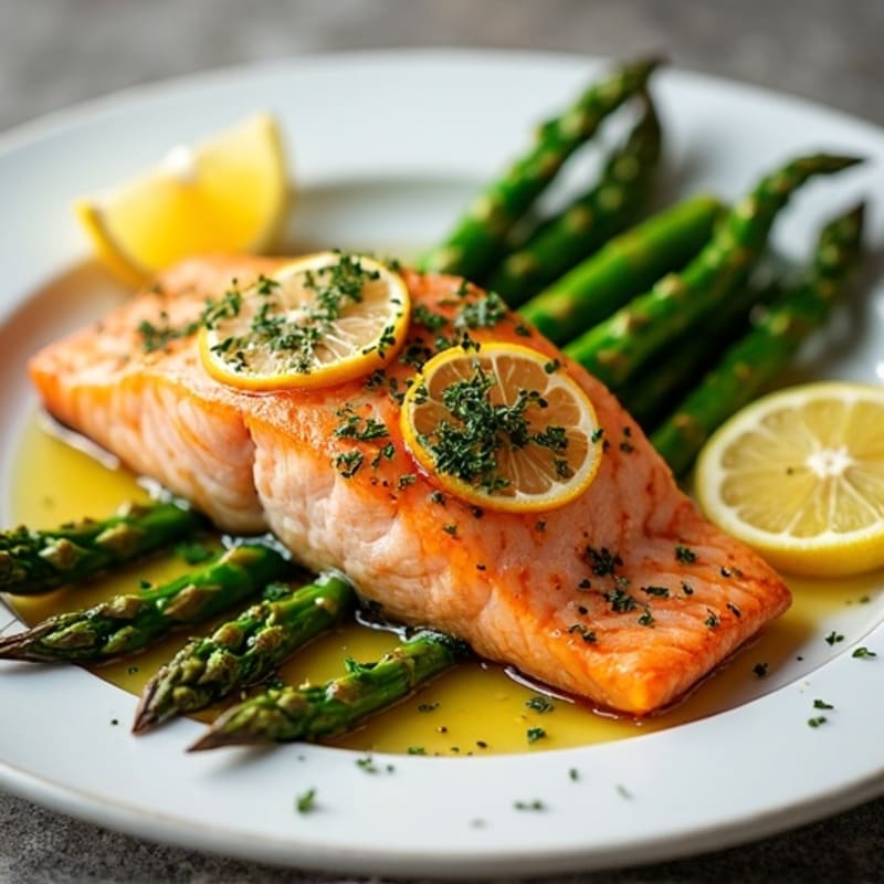 Flaky Lemon-Herb Baked Salmon with Roasted Asparagus