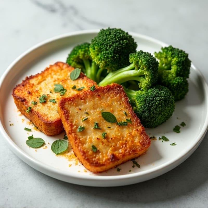 Crispy Herbed Tofu Steaks with Roasted Broccoli