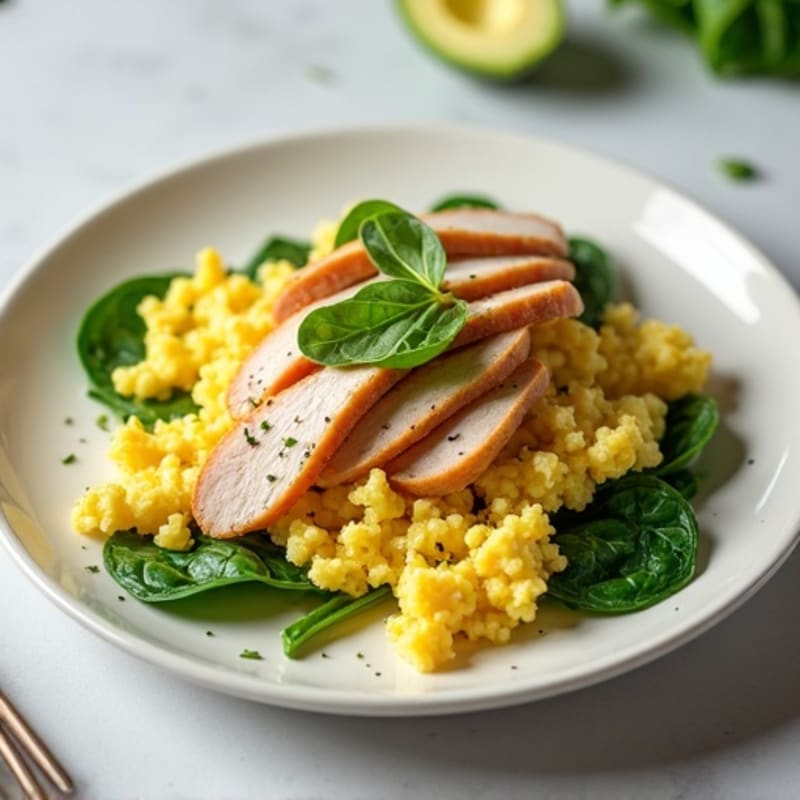 Egg White Scramble with Turkey and Spinach