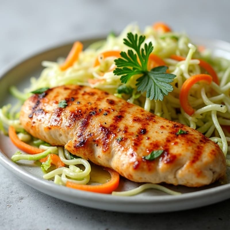 Grilled Chicken Breast with Crunchy Cabbage Slaw