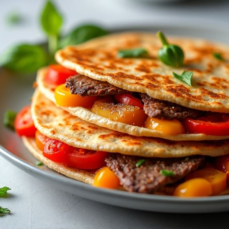 Lean Steak Quesadillas with Sautéed Bell Peppers