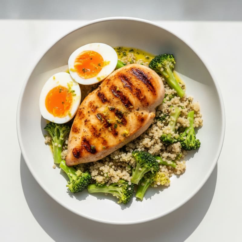 Grilled Chicken Breast with Quinoa and Steamed Broccoli