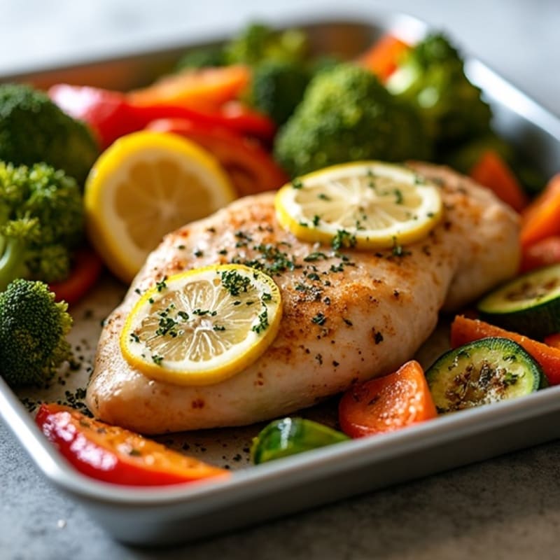 Sheet Pan Lemon Herb Roasted Chicken and Crispy Vegetables