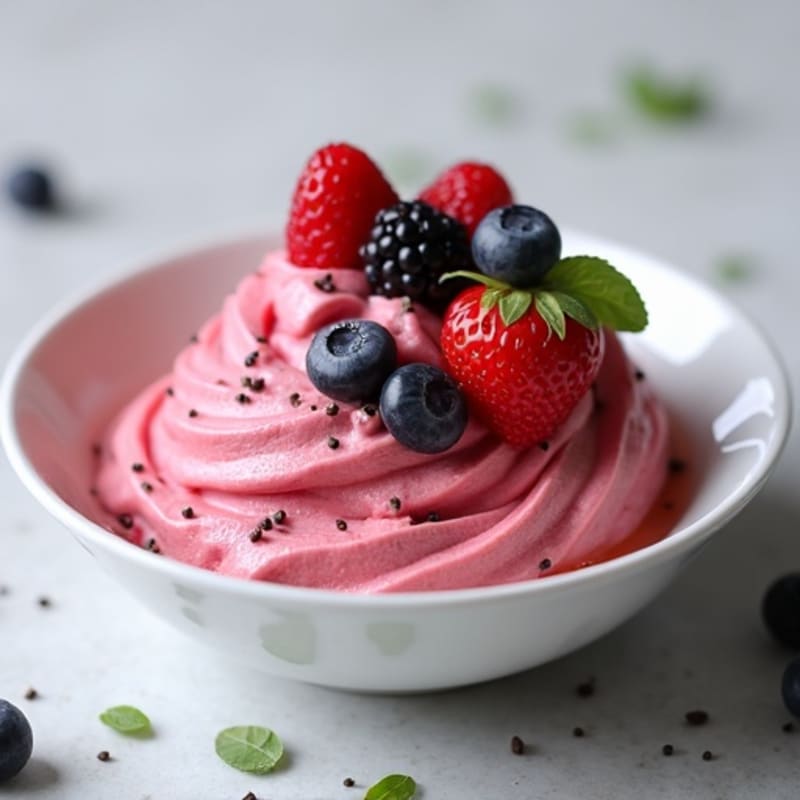 Silky Protein Yogurt Mousse with Fresh Berries