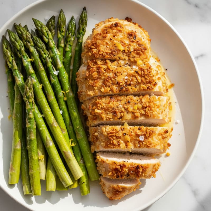 Almond-Crusted Chicken with Roasted Asparagus