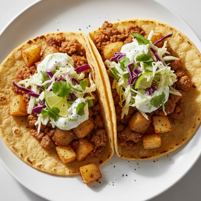 Crispy Potato Tacos with Zesty Slaw