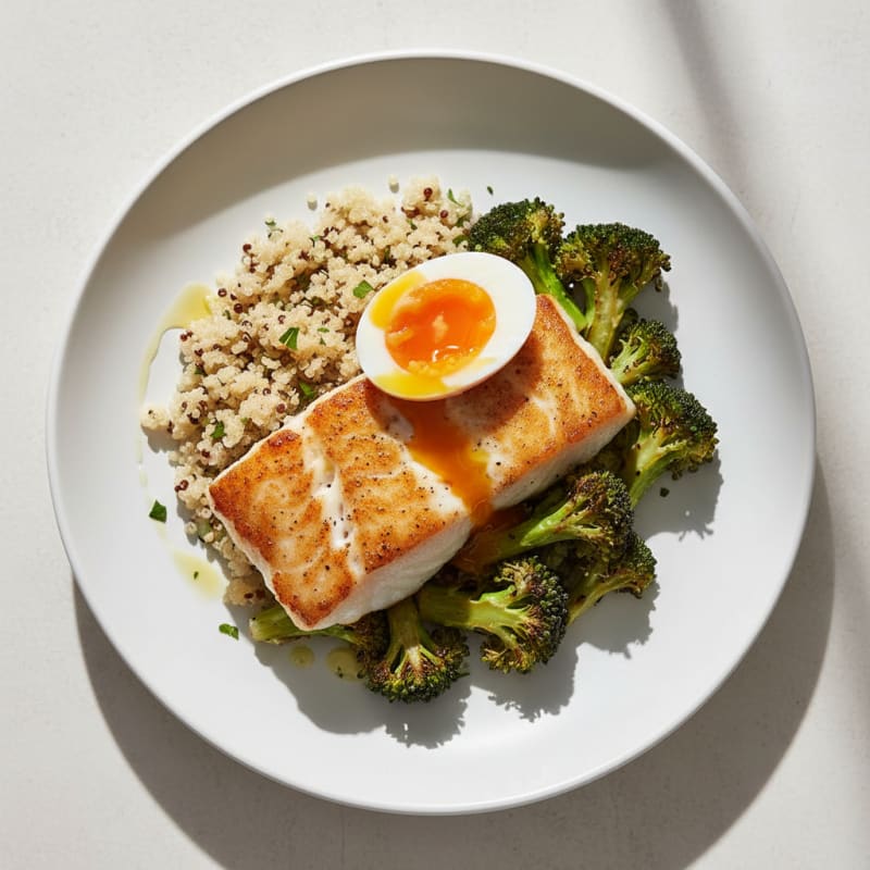 Seared Cod with Roasted Broccoli and Quinoa