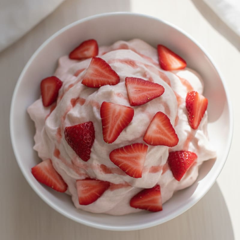 Silky Greek Yogurt with Protein Powder and Fresh Strawberries