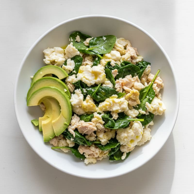 Egg White Scramble with Spinach and Turkey Breast