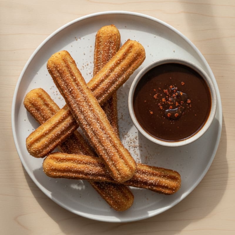 High-Protein Baked Churros with Spicy Mexican Hot Chocolate