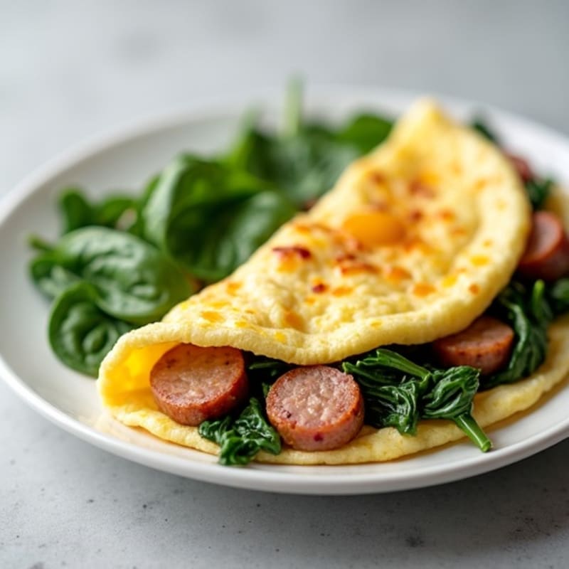 Egg White Omelet with Turkey Sausage and Spinach