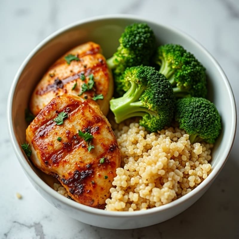 Grilled Chicken and Quinoa Power Bowl with Roasted Broccoli