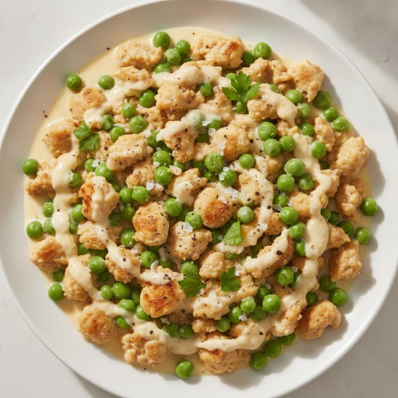 Minced Chicken with Creamed Peas