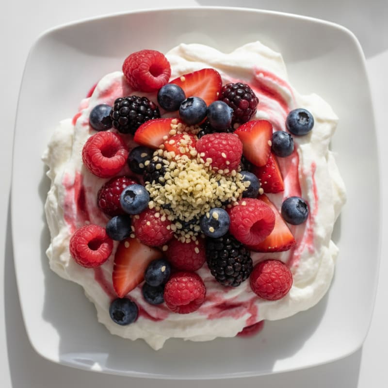 Silky Greek Yogurt Protein Mousse with Mixed Berries