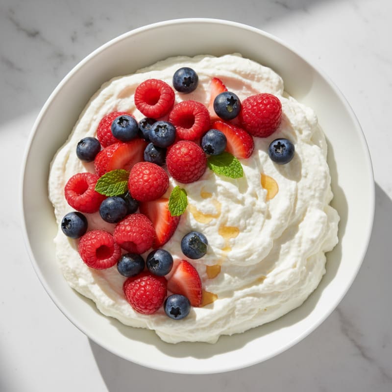 Greek Yogurt Protein Mousse with Mixed Berries