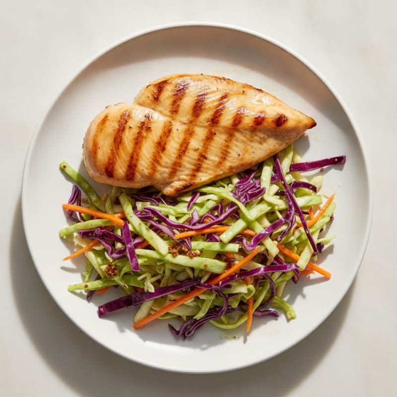 Grilled Chicken Breast with Crunchy Cabbage Slaw