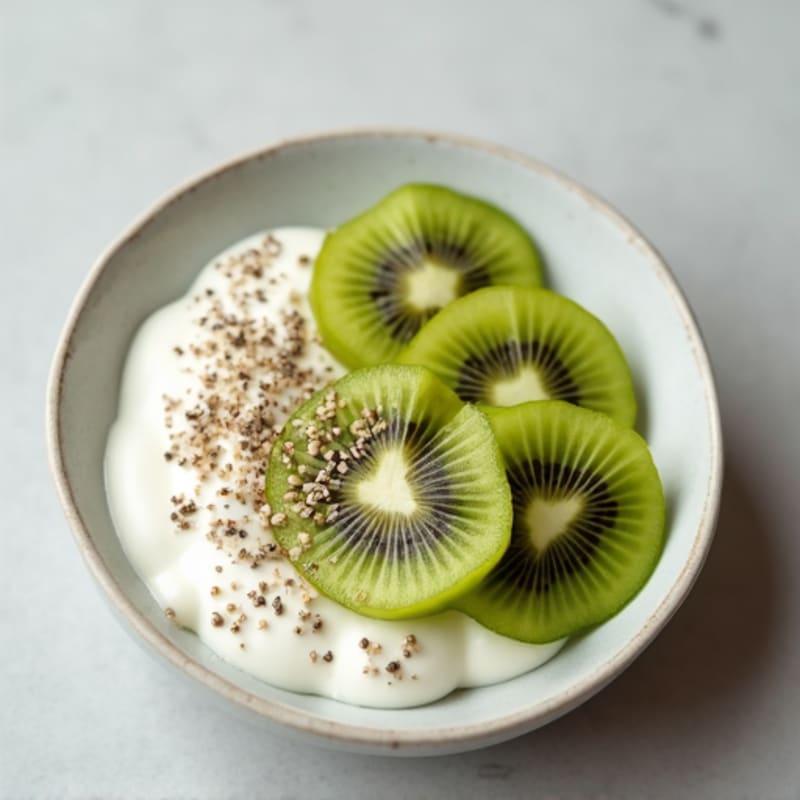 Greek Yogurt with Sliced Kiwi and Chia Seeds