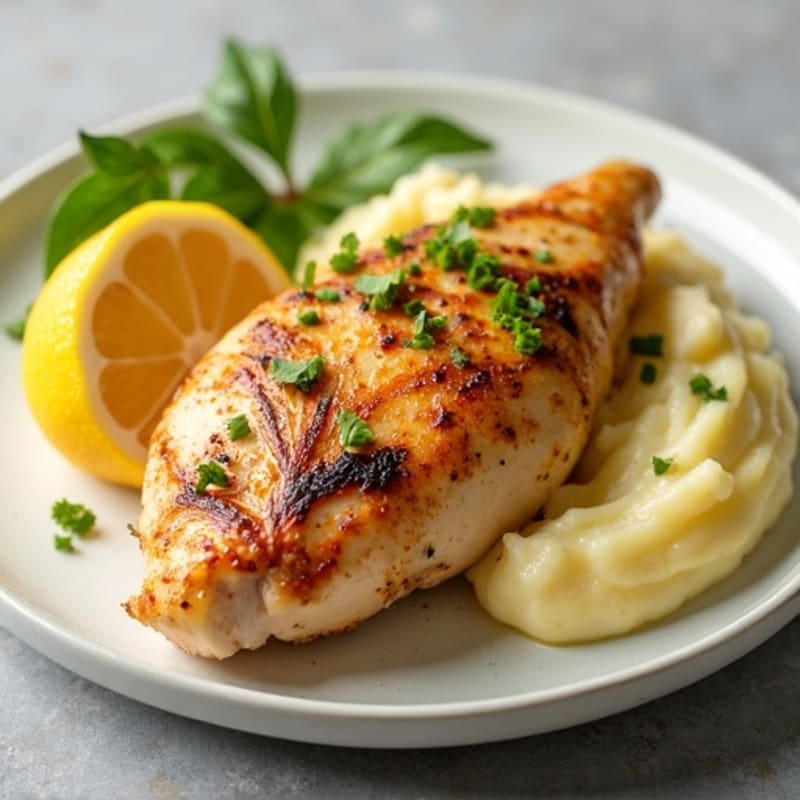 Lemon Garlic Roasted Chicken with Creamy Buttery Garlic Mashed Potatoes