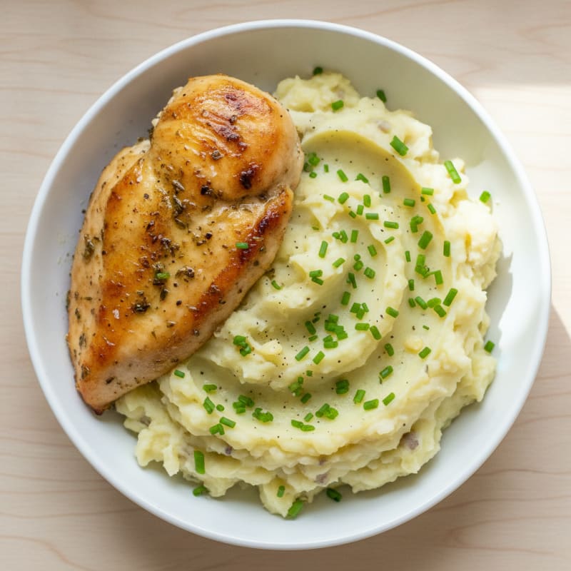 Garlic Mashed Potatoes with Herb-Roasted Chicken