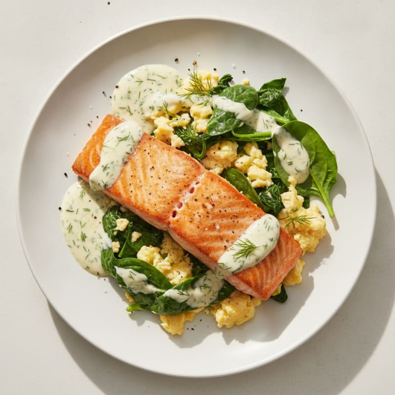Pan-Seared Salmon with Dill and Eggs