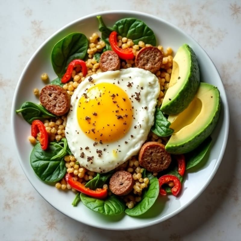 Egg White Scramble with Turkey Sausage and Spinach