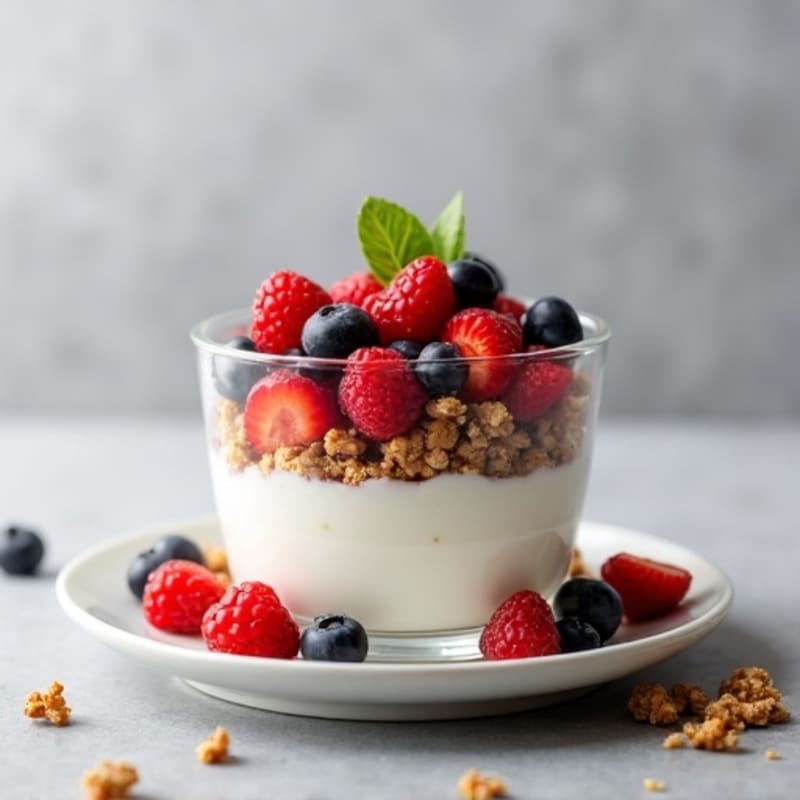 Greek Yogurt Parfait with Berries and Crunchy Almond Granola