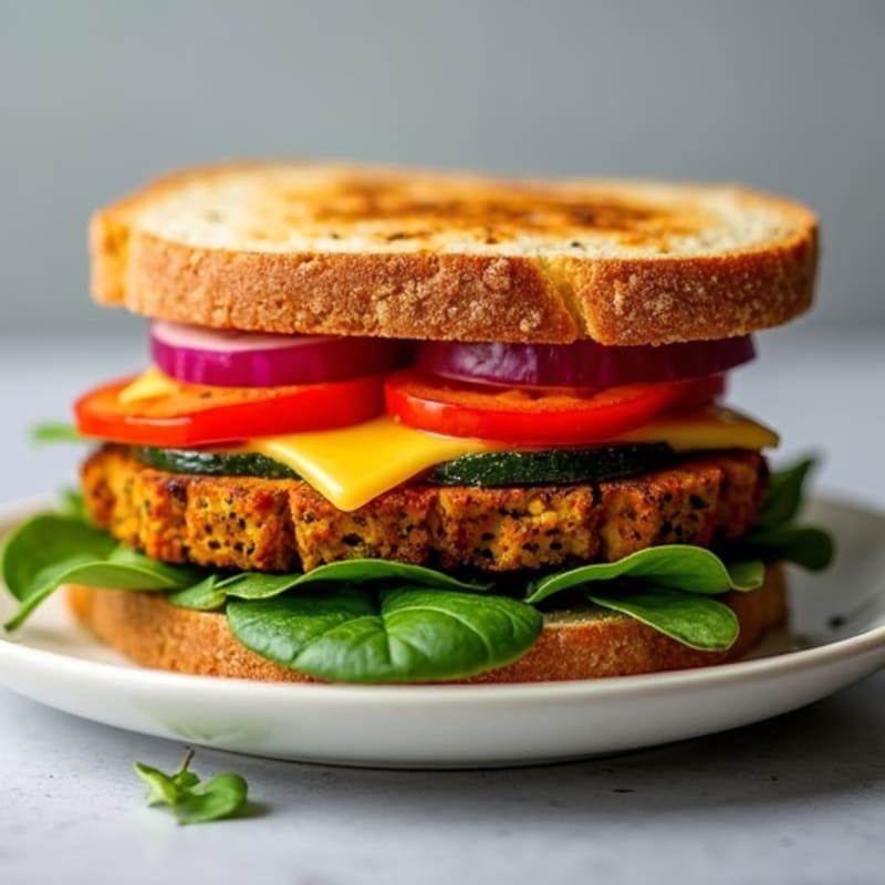 Grilled Vegetable Sandwich with Tempeh & Cheese