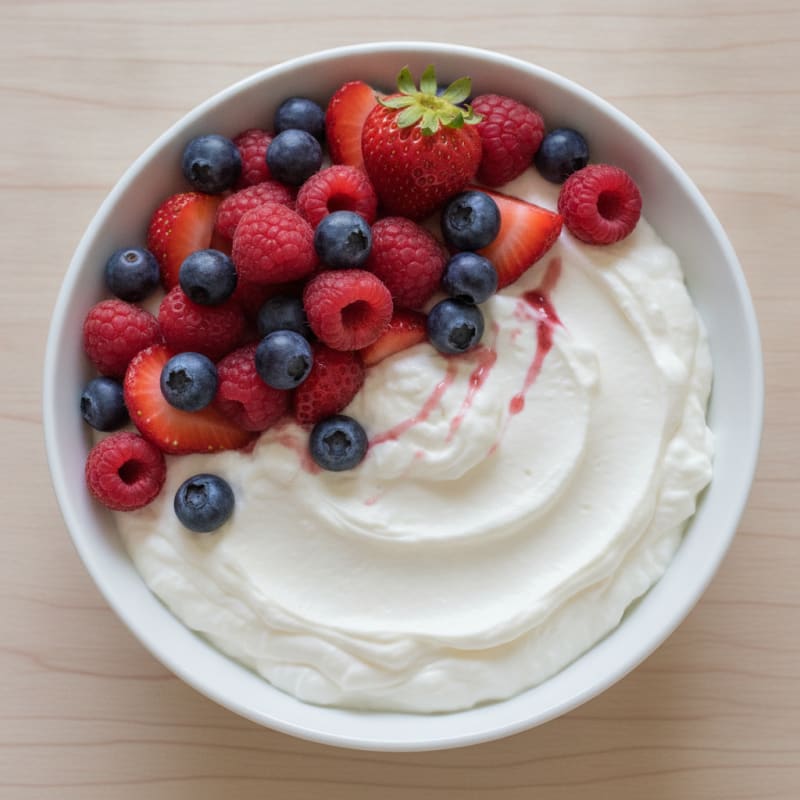 Greek Yogurt Protein Pudding with Mixed Berries