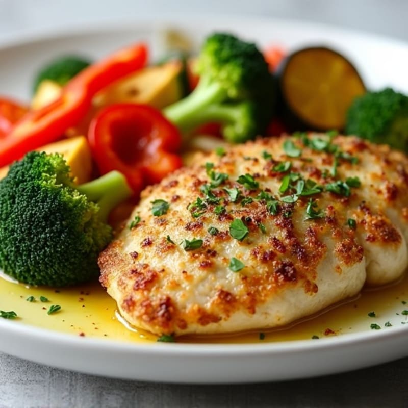 Herb-Crusted Pan Seared Chicken with Roasted Vegetables