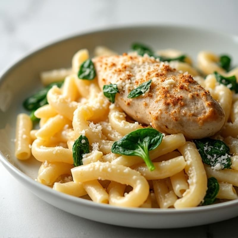 Lighter Creamy Chicken Alfredo with Whole Wheat Pasta