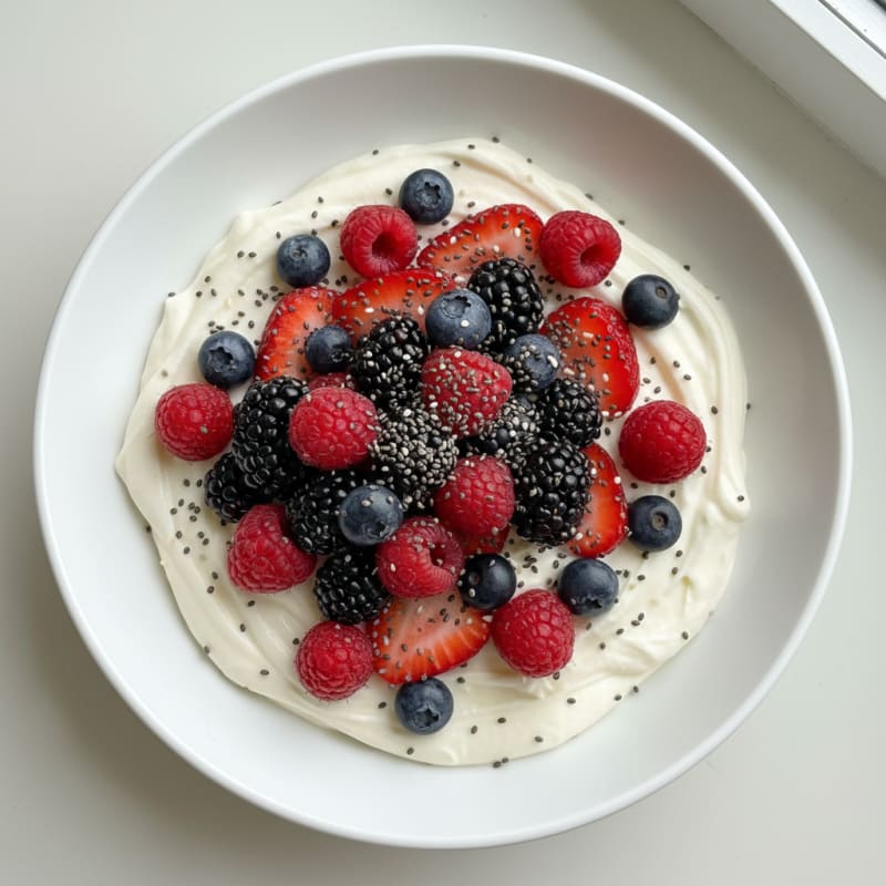 Silky Greek Yogurt Protein Mousse with Mixed Berries