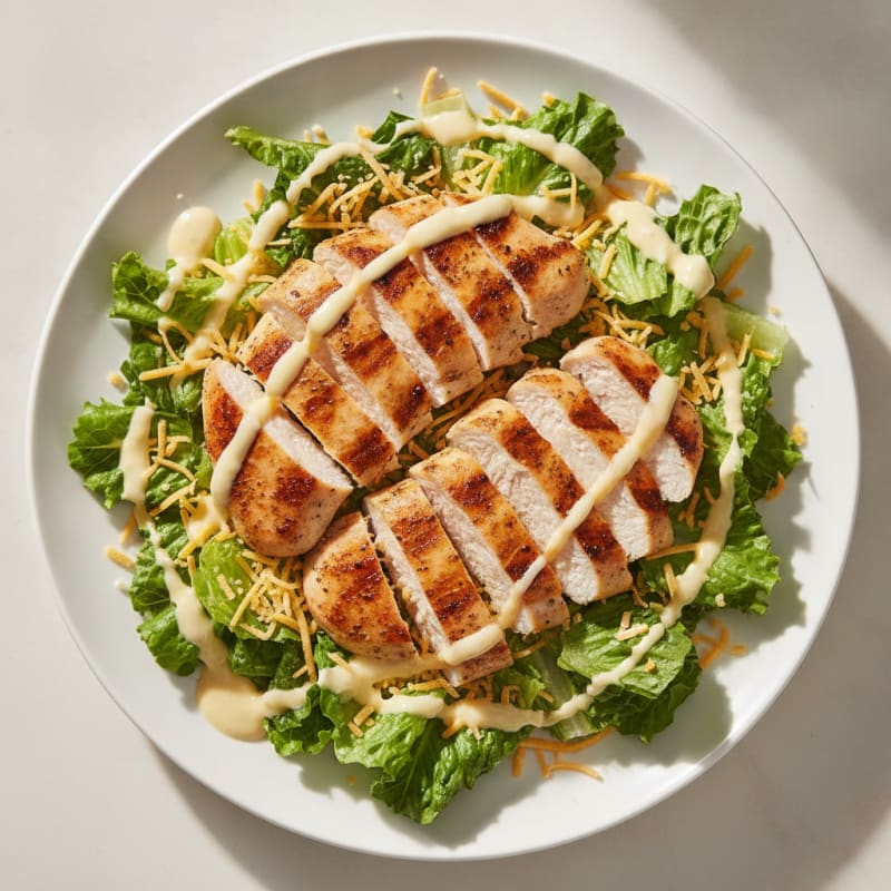 Grilled Chicken Romaine Salad with Creamy Yogurt Dressing