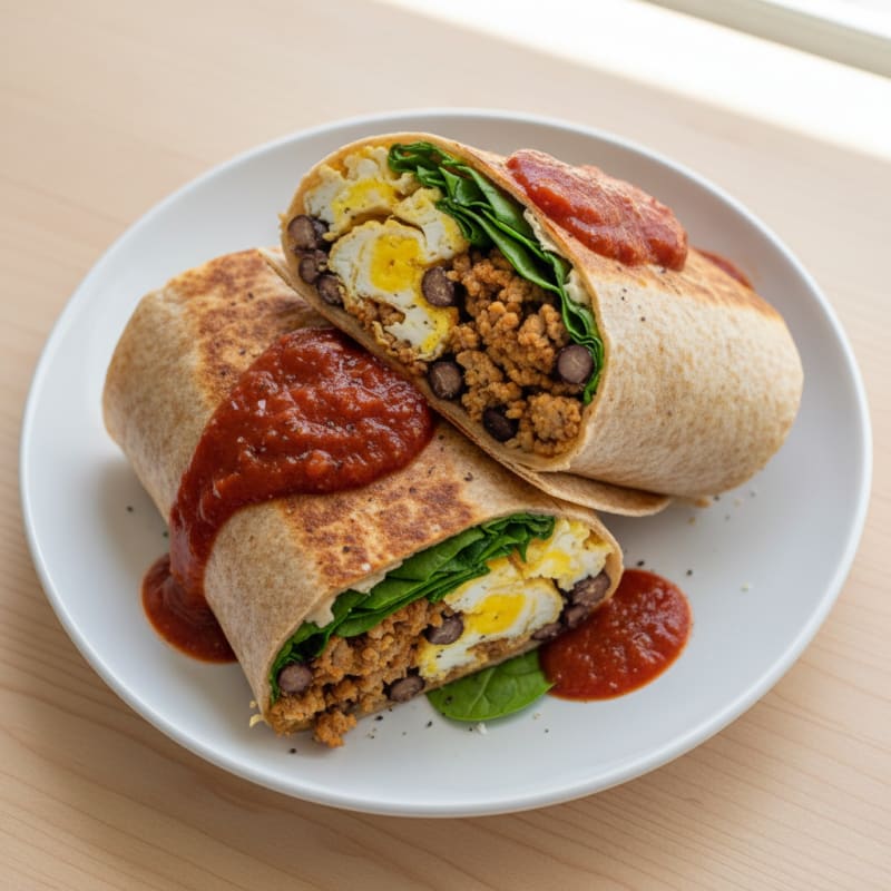 Loaded Breakfast Burrito with Salsa Roja