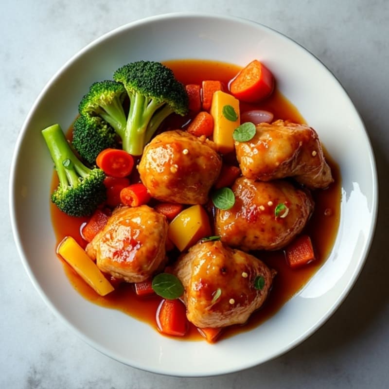 Crispy Sweet and Sour Chicken with Roasted Vegetables