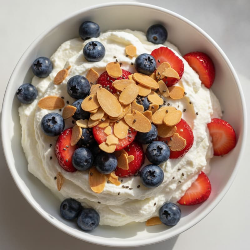 Creamy Greek Yogurt Protein Bowl with Berries and Almonds