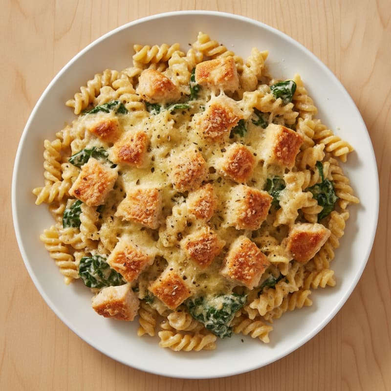Baked Chicken Alfredo Chickpea Pasta