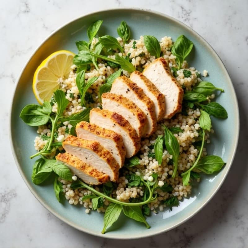 Creamy Lemon Herb Chicken Salad with Quinoa and Crisp Greens
